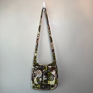 Vera Bradley Cocoa Moss Floral Print Hipster Crossbody Bag Purse